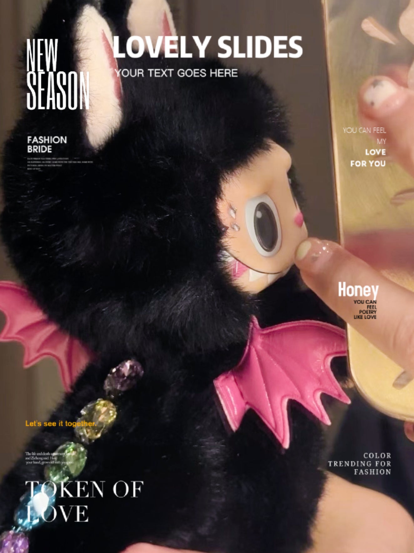 Custom Labubu Black Pink Diamonds - A Xing