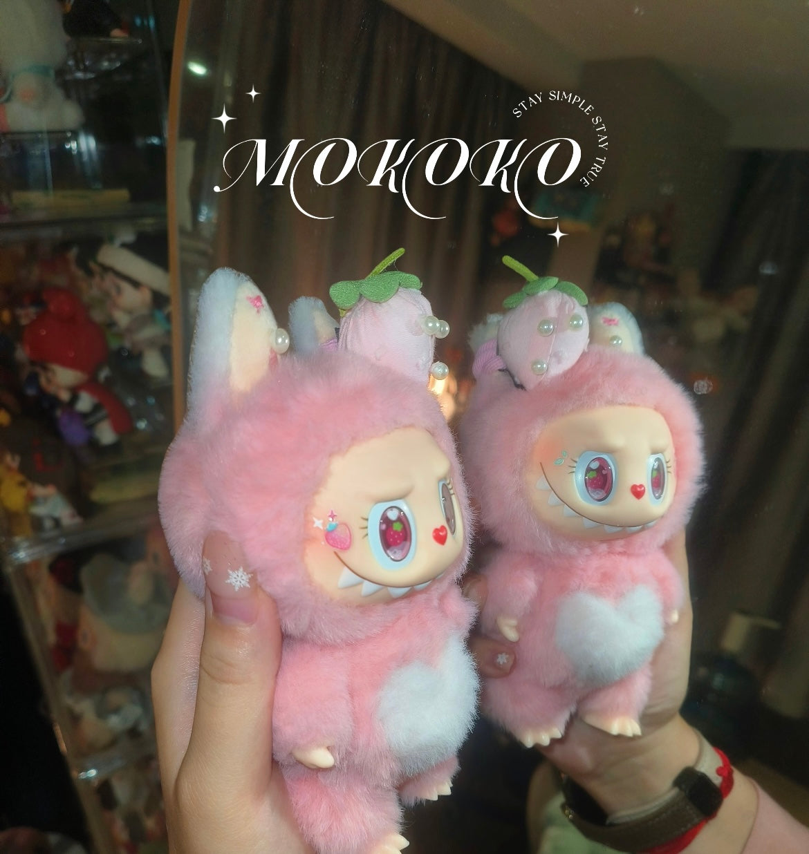 Custom Labubu Dark Pink Mokoko Version-Lin Xiaoxian