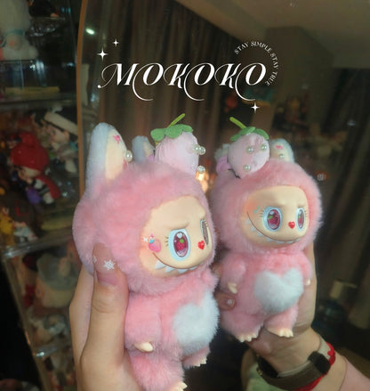 Custom Labubu Dark Pink Mokoko Version-Lin Xiaoxian