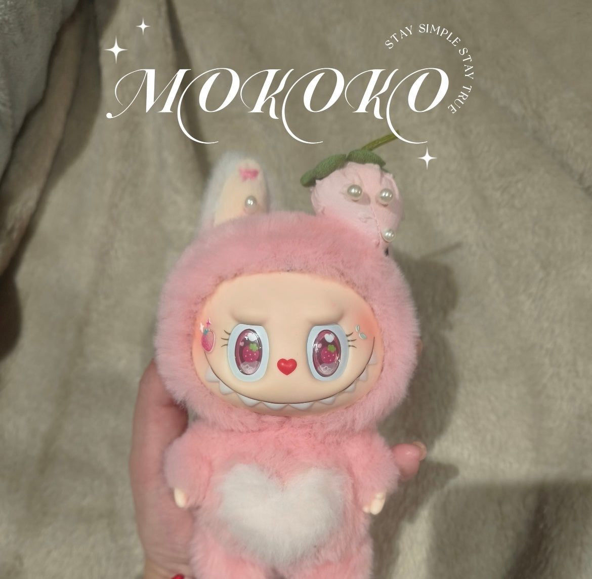 Custom Labubu Dark Pink Mokoko Version-Lin Xiaoxian
