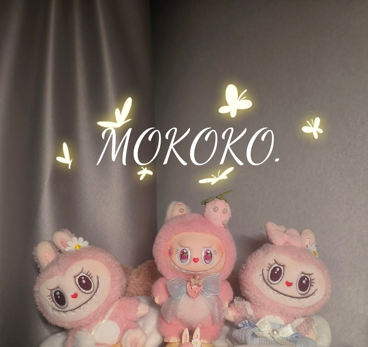 Custom Labubu Dark Pink Mokoko Version-Lin Xiaoxian